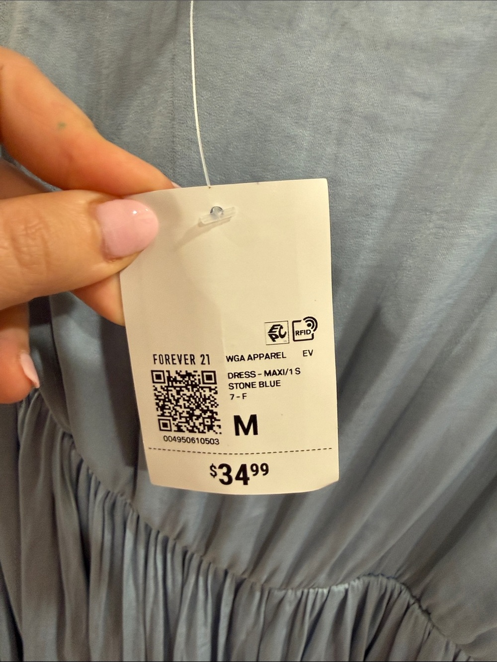 Light Blue One-Shoulder Maxi Dress - Picture 4 of 5